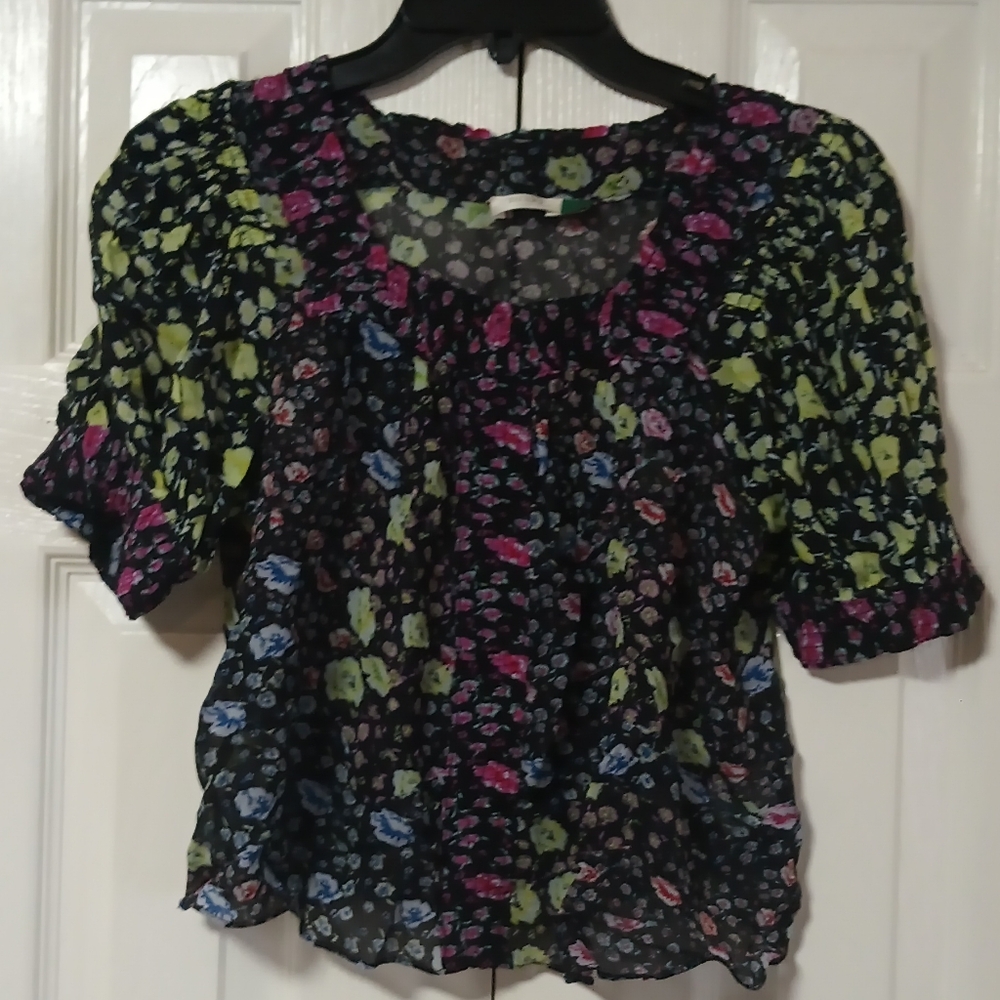 RIXO Floral Blouse Short Sleeve